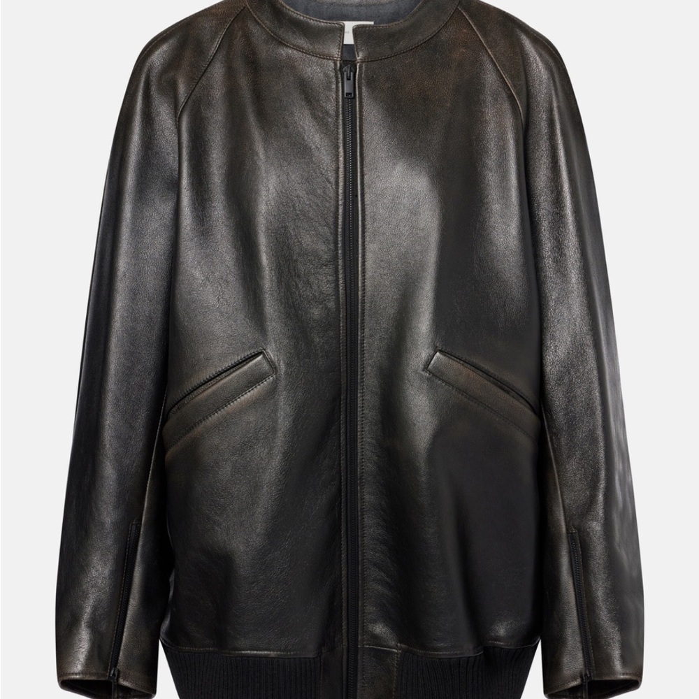The row kengia leather bomber jacket brown